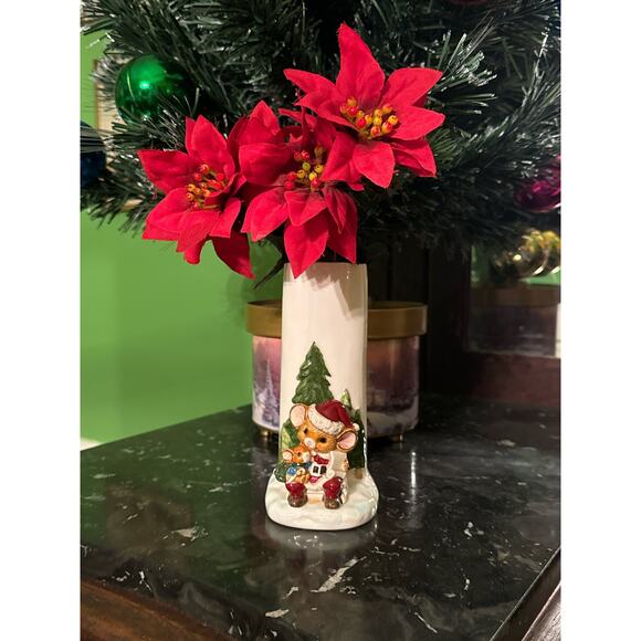 Otagiri Japan Christmas Mouse Bud Vase Santa Mouse Decor - Picture 1 of 8